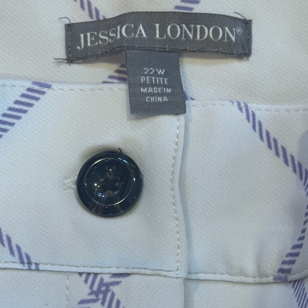 Jessica London White and Purple Plaid Boot Cut Pants - Picture 2 of 4